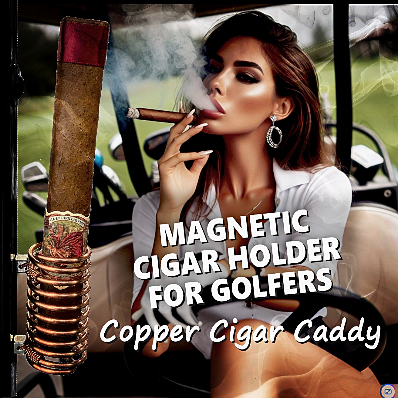 Copper Cigar Caddy, Cigar Holder for golf cart