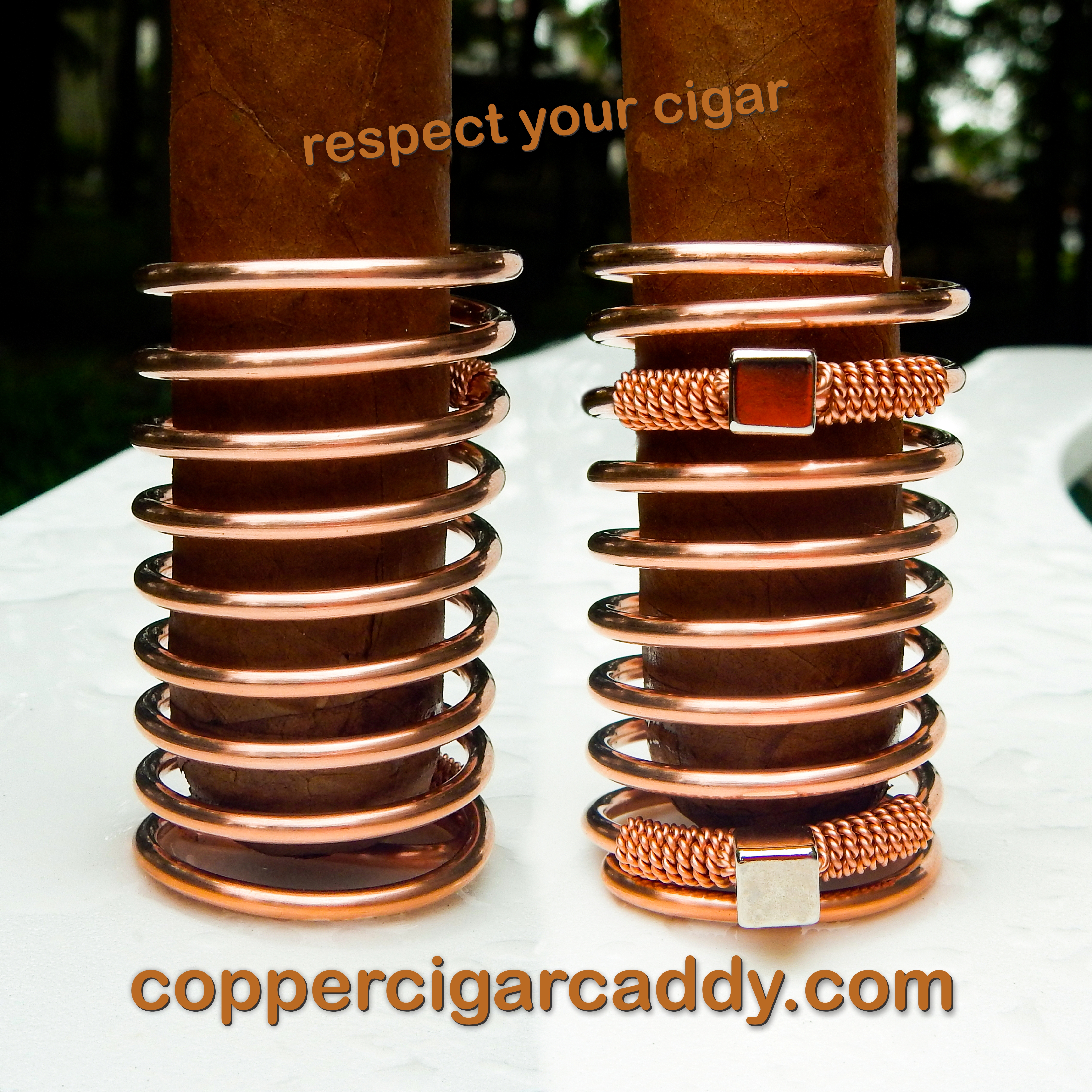 Magnetic Holder on golf cart Copper Cigar Caddy